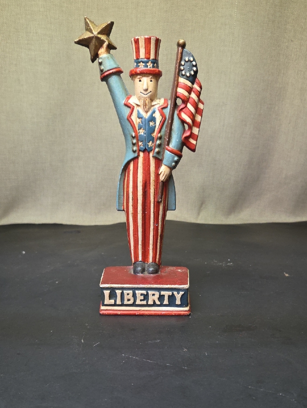 Midwest Imports Painted Cast Iron Uncle Sam Liberty Americana Figurine Doorstop